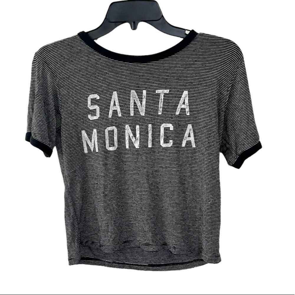 John Galt black and white striped short sleeve Santa Monica shirt - Picture 1 of 12